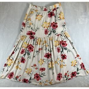 Women’s Midi Skirt Side Slit Floral Fairy Cottagecore Boho Size Medium Romantic